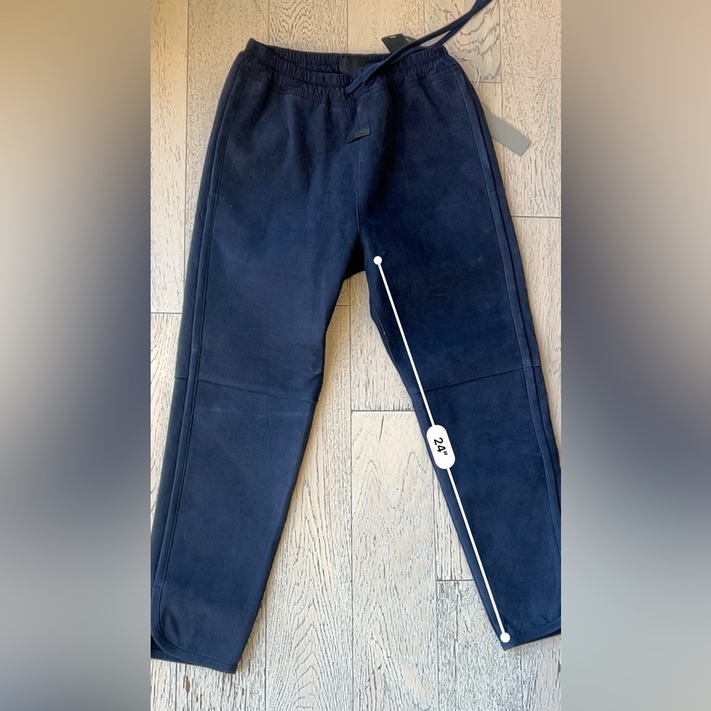 Fear of God Leather Dark Blue/Navy Nubuck Joggers size Small Used - Picture 10 of 15